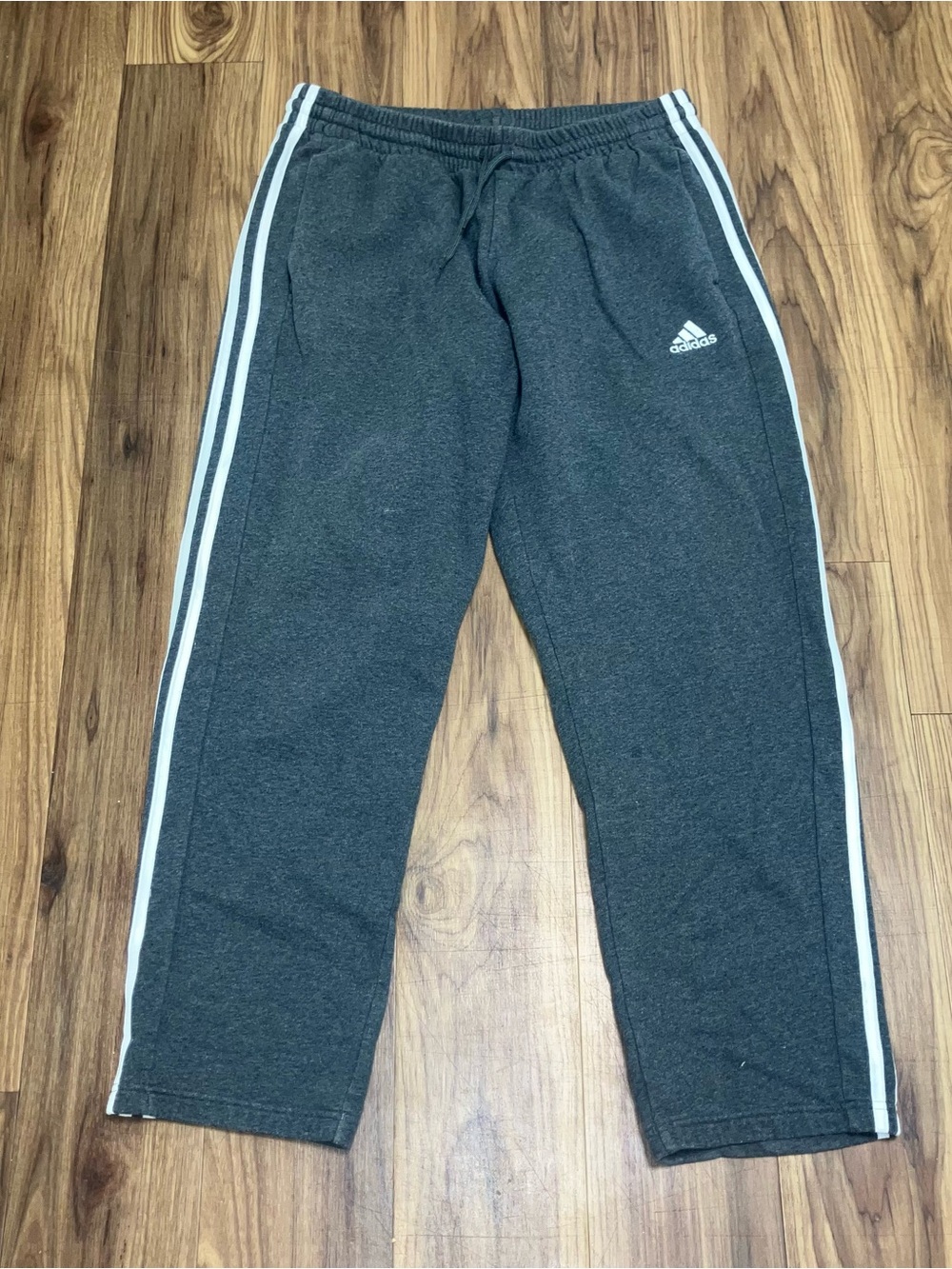 adidas Men's Gray Sweatpants with White Side Stripes